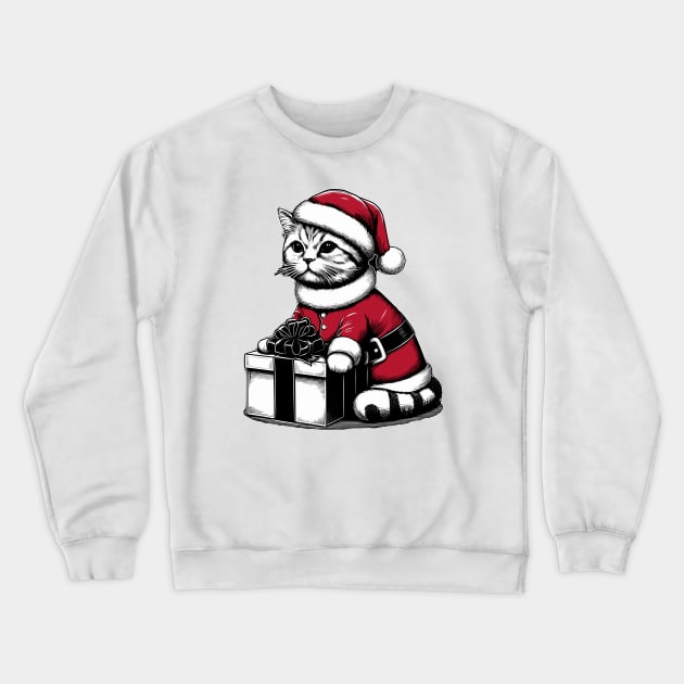 Christmas cat Crewneck Sweatshirt by Rizstor